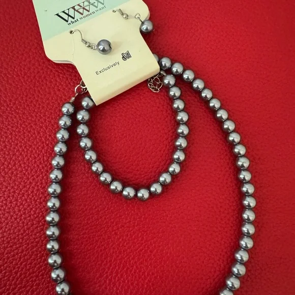 Silver Long Strand Necklace with Lustrous Beads - Picture 3 of 3